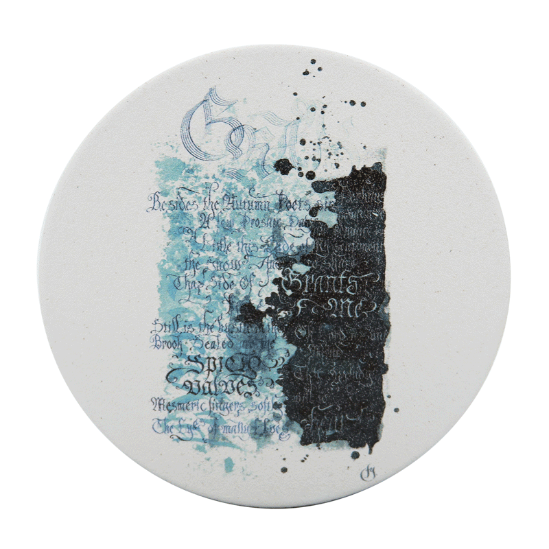天然素材 珪藻土 日本製コースター ペア　コースター　GRANT(青い作品)・太陽と自由と(黒い作品)