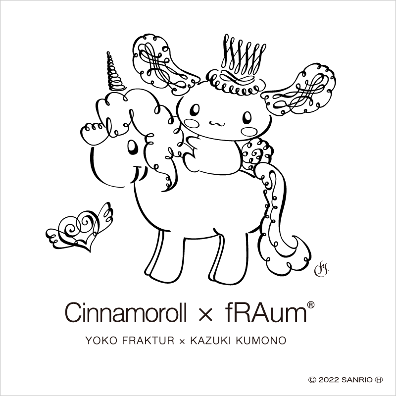手縫い カードケース + ネックストラップ「Cinnamonroll × fRAum」 クロムメッキ 栃木レザー・紺