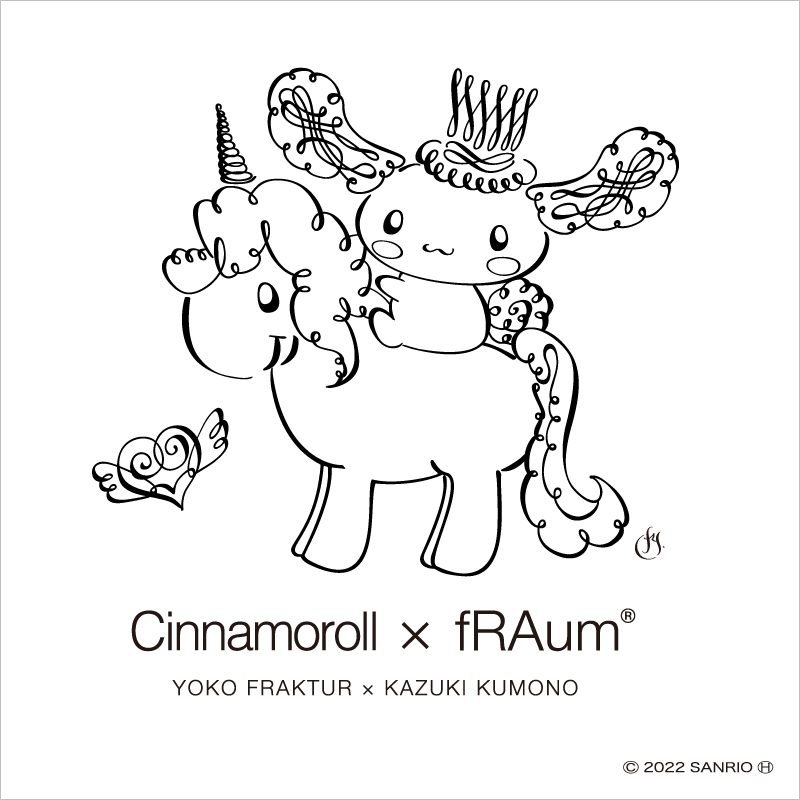 手縫い カードケース + ネックストラップ「Cinnamonroll × fRAum」 クロムメッキ　栃木レザー・紺