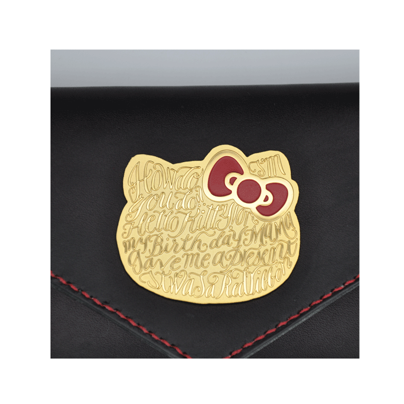 手縫いチェーンウォレット レター(黒) 「Hello Kitty × fRAum」
