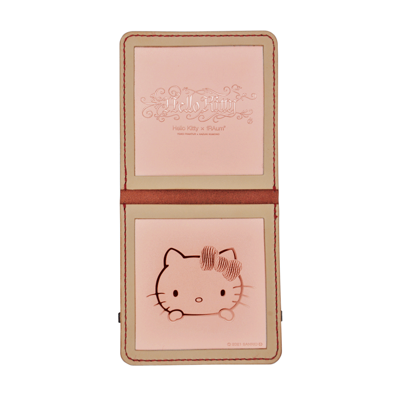 手縫いマスクケース スクエア ”超抗菌性能” 「Hello Kitty × fRAum」 栃木レザー・赤