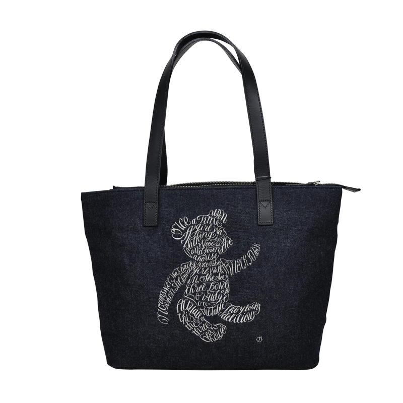 岡山井原デニム トートバッグ「テディベア」刺繍 - fRom fRAum 岡山井原デニム トートバッグ「テディベア」刺繍 - fRom fRAum