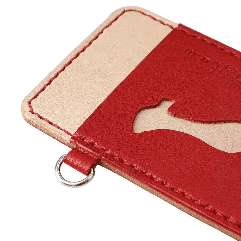 手縫いICカードケース”超抗菌性能”「シンデレラの靴」栃木レザー・赤