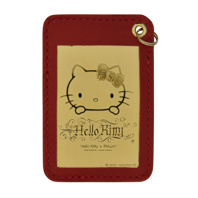 手縫いICカードケース 「Hello Kitty × fRAum」金メッキ